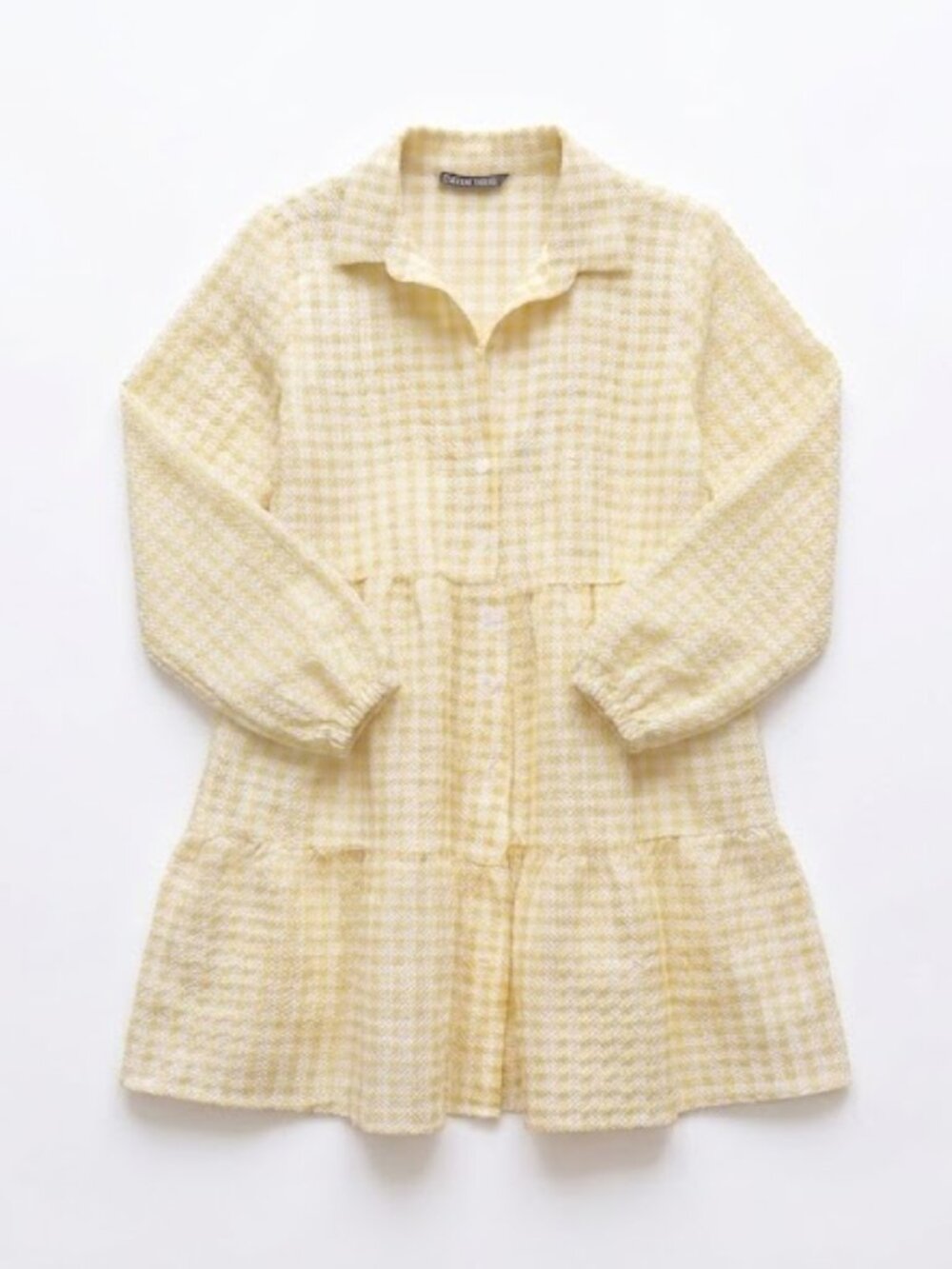 Textured Yellow Gingham Dress